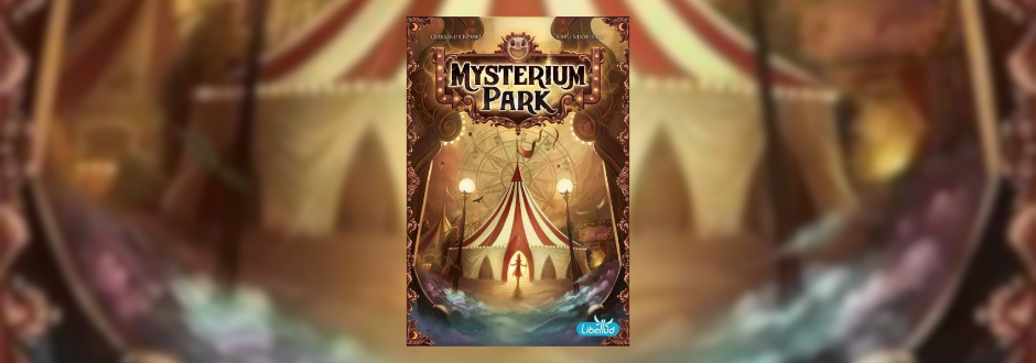 Mytserium Park 2d box artwork, on a blurred background of a circus scene