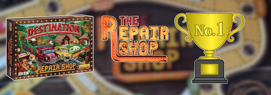 The Repair Shop logo with the box on the left and a No.1 trophy on the right