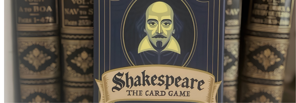 An image of Shakespeare: The Card Game with books in the background