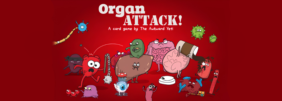 box art for Organ attack depicting cartoon organs under the logo