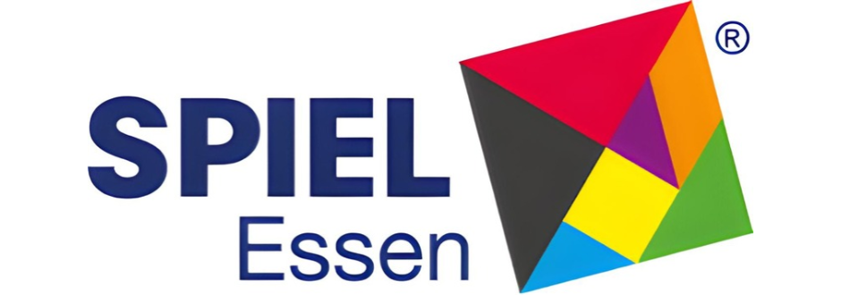 SPIEL Essen logo featuring bold blue text and a multicoloured geometric square.
