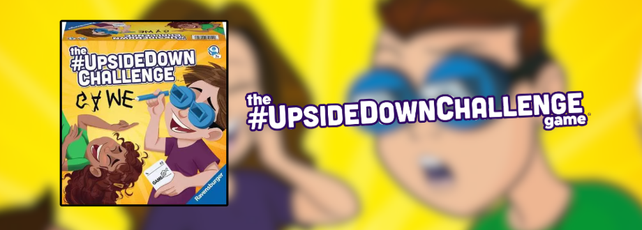 The Upside down challenge game's logo and box-art on a blurred background