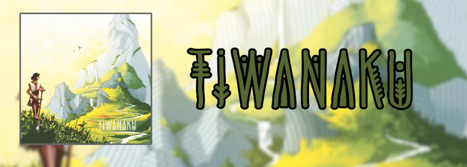 Tiwanaku box art and logo over blurred background art
