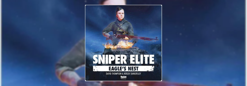 Sniper Elite: The Board Game 2d cover art of a soldier with rifle in hand