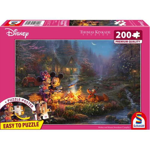 Thomas Kinkade: Disney Mickey & Minnie Sweetheart Campfire Puzzle - 200 Pieces