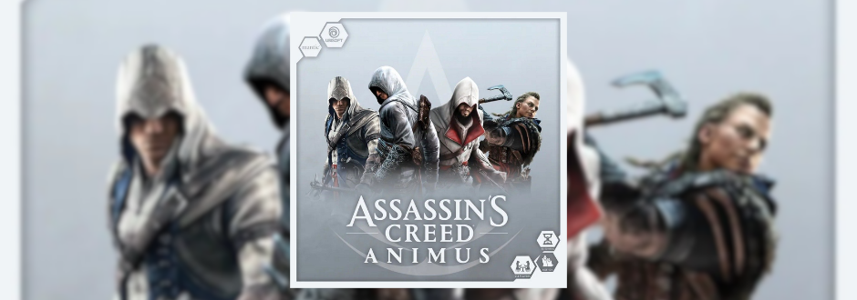 Assassin’s Creed: Animus 2d board game art work on a blurry version background
