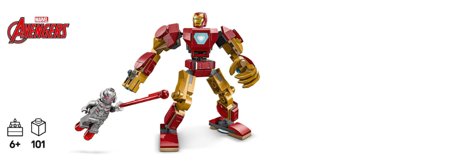 Assembled Iron man and ultron lego figures