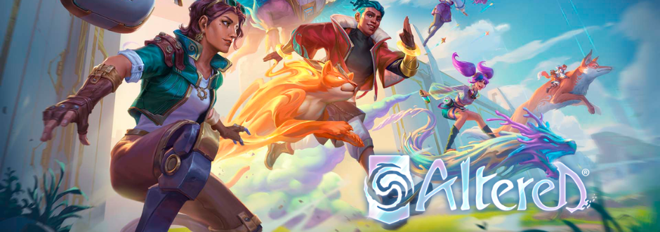Colourful fantasy scene of characters running alongside magical creatures, with the “Altered” logo in the foreground.