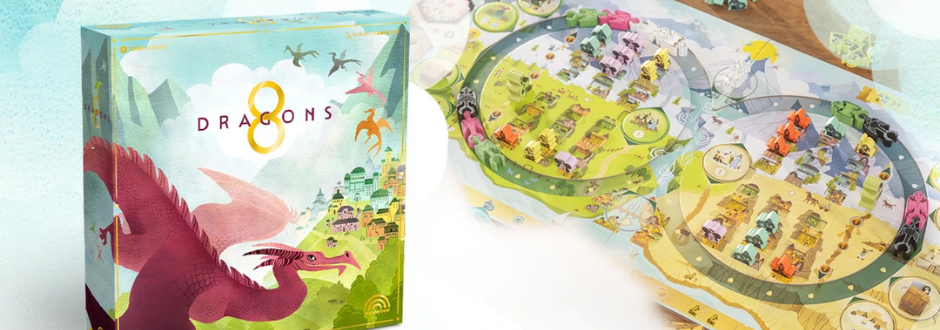 The 8 Dragons box with gameplay on the right