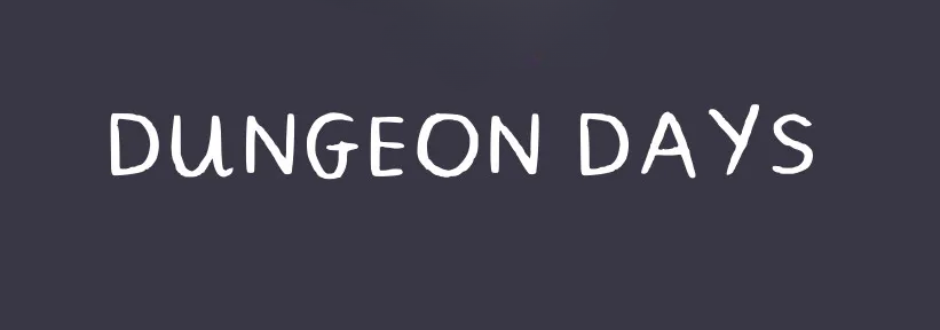dungeon days logo on a grey background