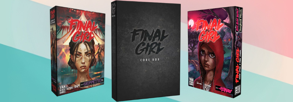 Final Girl core box surrounded by other Final Girl board games