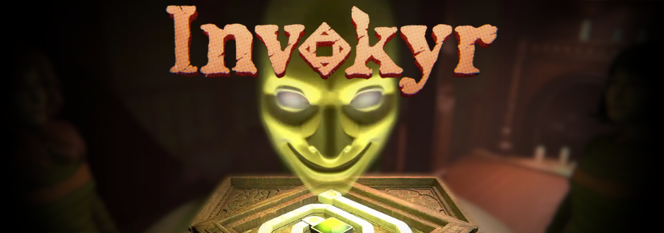 The Invokyr logo with a creepy face beneath it