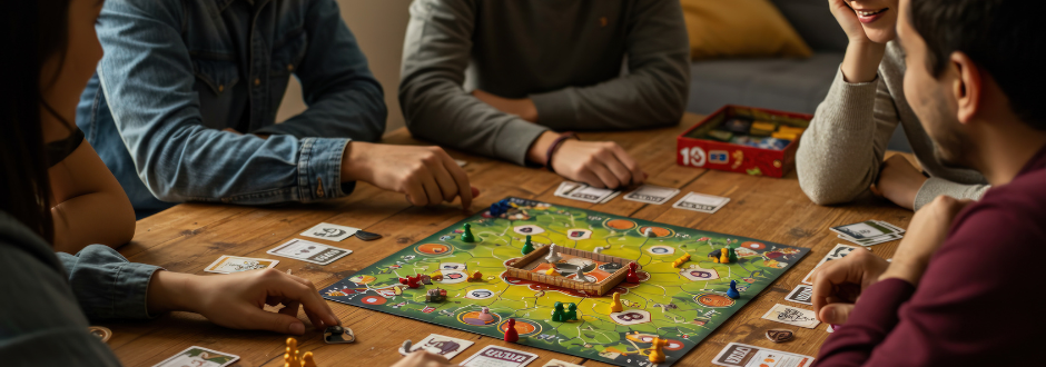 A group of friends playing board games
