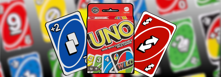 Uno cards and the Uno box in the middle