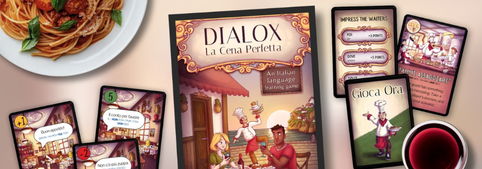 The Dialox box and components with Italian food on the table
