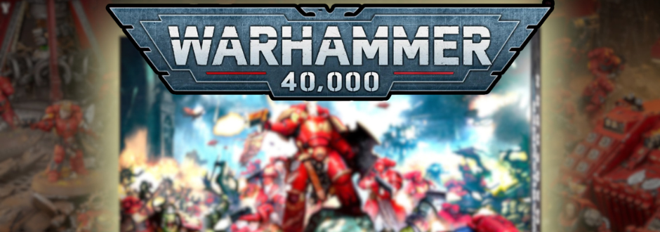 The Warhammer box blurred with the warhammer logo in front
