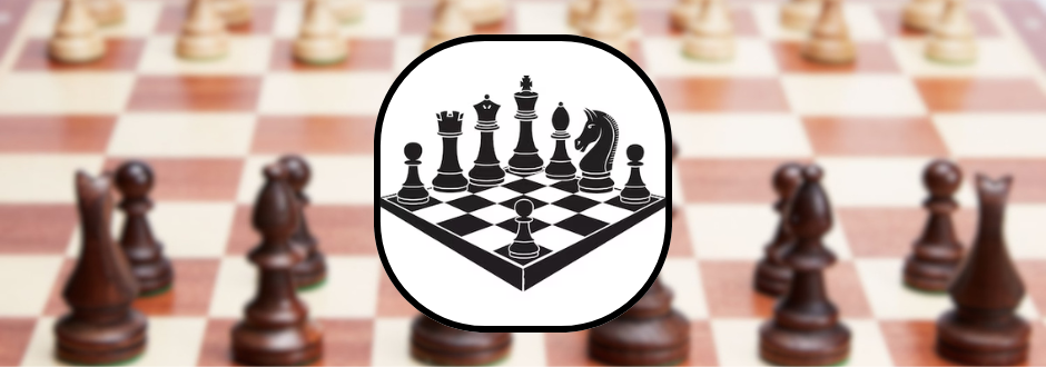 A clipart depiction of Chess with an actual set up board in the background