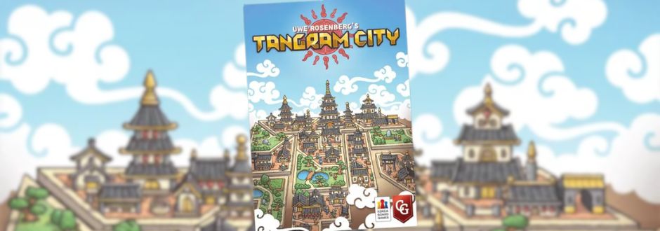Tangram City board game artwork against the same artwork as a blurred backdrop