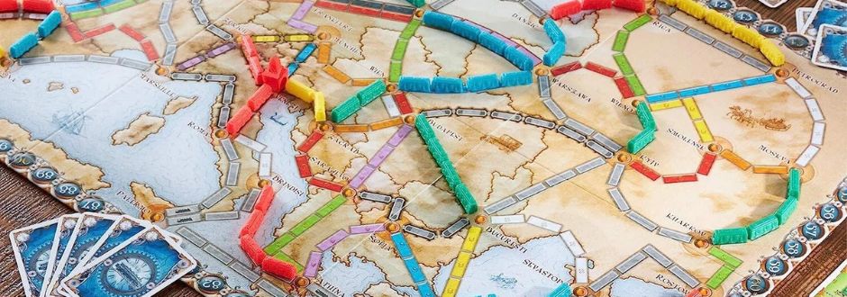 Ticket to Ride game board with train routes displayed