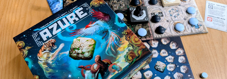 Photograph of Azure board game with some components