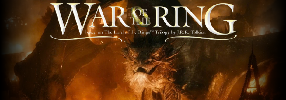 Smaug with the War of the Ring logo above him