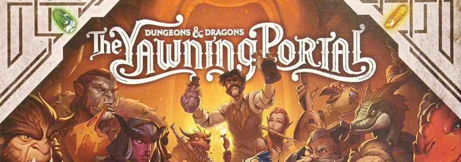 Cover art for "Dungeons & Dragons: The Yawning Portal" features diverse fantasy creatures and adventurers gathered energetically in a dimly lit tavern.