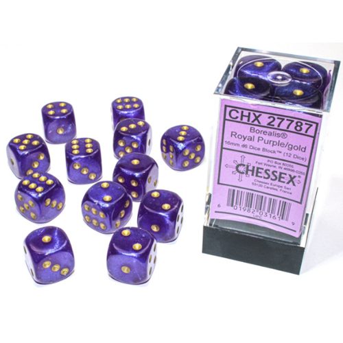 Chessex - Vortex 12mm D6 Dice Block - Purple w/Gold