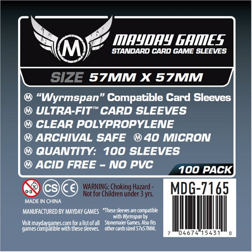 100 x Clear Standard Wyrmspan Compatible Card Sleeves 57 x 57mm