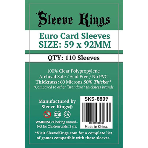 110 x Euro card Sleeves (59mm x 92mm) | Zatu Games 110 x Euro card Sleeves (59mm x 92mm) | Zatu Games