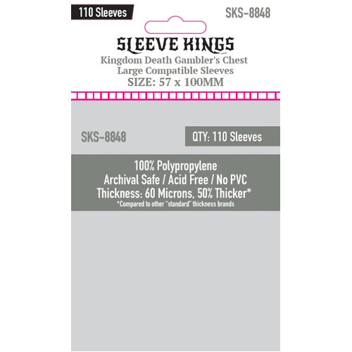 110 x Kingdom Death Gambler's Chest Large Compatible Sleeves (57mm x 100mm)