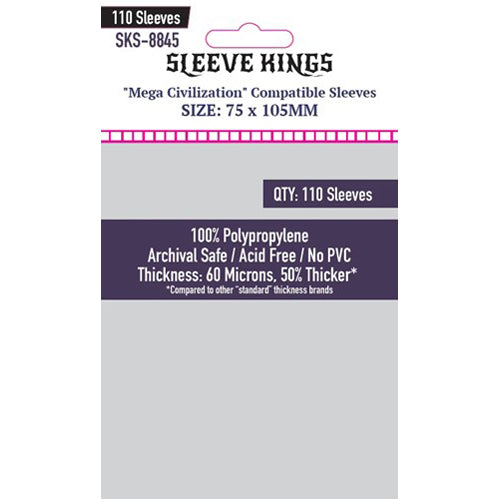 110 x Mega Civilization Compatible Sleeves (75mm x 105mm)