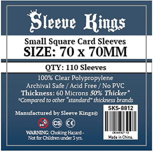110 x Small Square Card Sleeves (70mm x 70mm)