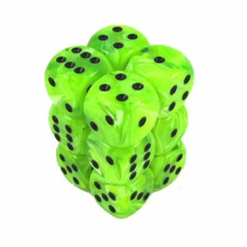 16mm D6 Dice Block: Vortex Bright Green/black