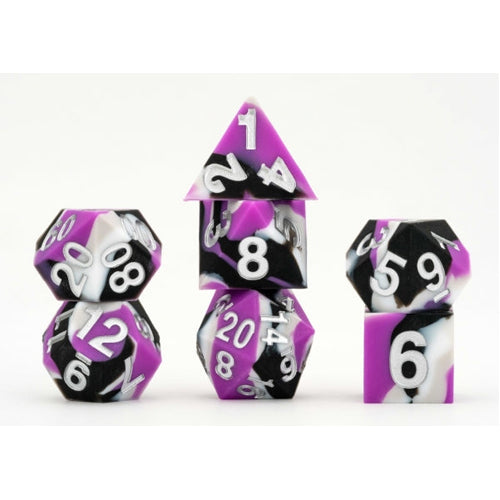 16mm Pride Sharp Edge Silicone Rubber Poly Dice Set - Asexual: Gaymers Pride: FanRoll