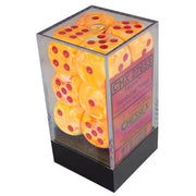 16mm d6 Dice Block: Festive Sunburst w/red