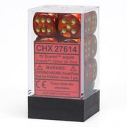 16mm d6 Dice Block: Scarab Scarlet/gold