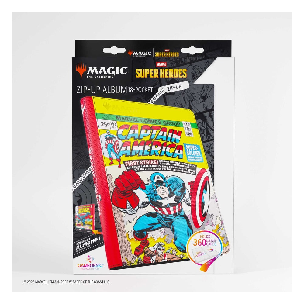 Gamegenic Magic: The Gathering Marvel Super Heroes Zip-Up Album 18-Pocket - Captain America/Black Panther | Zatu Games