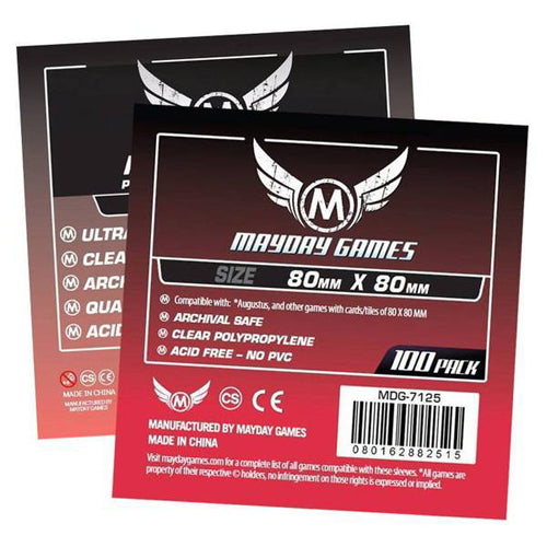 50 x Clear Card Sleeves 80mm x 80mm (Mayday Premium)