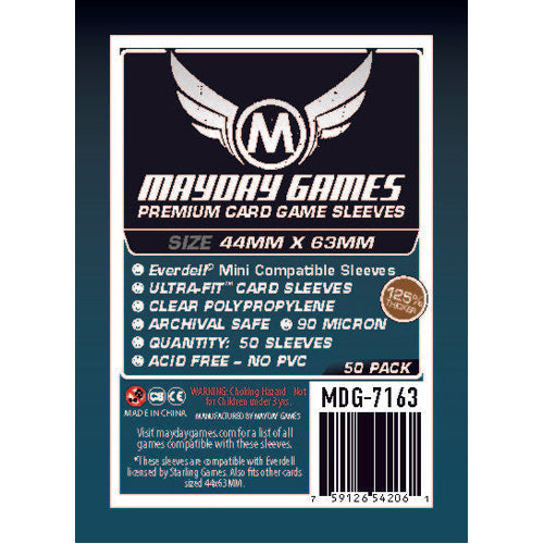 50 x Clear Premium Everdell Mini Compatible Sleeves 44mm x 63mm