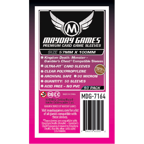 50 x Clear Premium Kingdom Death Gambler's Chest Compatible Sleeves 57mm x 100mm