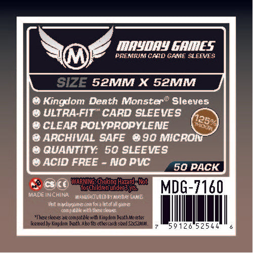 50 x Clear Premium Kingdom Death Monster Card Sleeves 52mm x 52mm