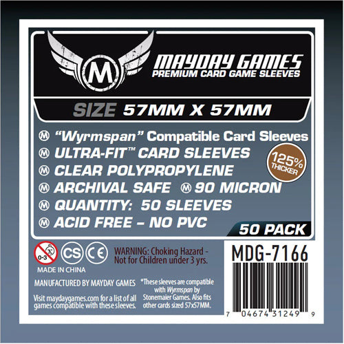 50 x Clear Premium Wyrmspan Compatible Card Sleeves 57mm x 57mm