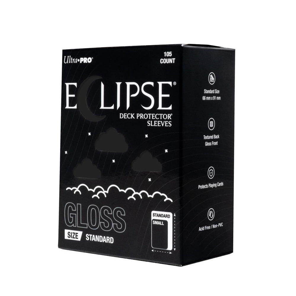 Eclipse Gloss Standard Deck Protector Sleeves: Jet Black (105ct)