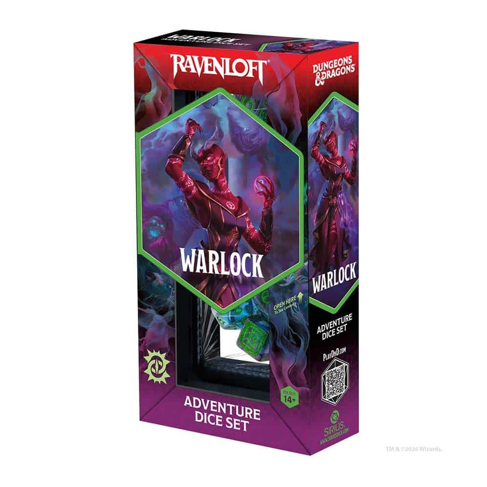 Dungeons & Dragons Adventure Dice Set - Warlock (Purple, Green) - Sirius Dice | Zatu Games