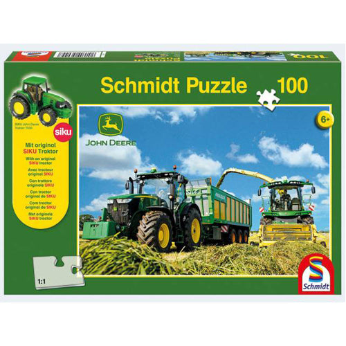*A Grade* John Deere: Tractor 7310R With 8600I Harvester Jigsaw With Siku (100Pc)