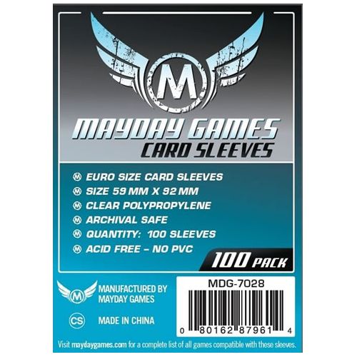 *A Grade* Mayday 100 Clear Standard European Card Sleeves 59mm x 92mm