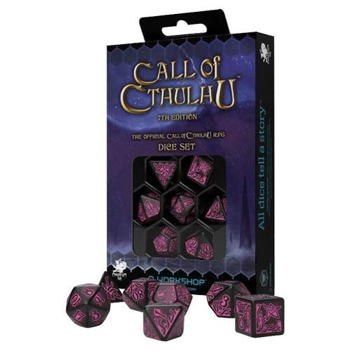 *A Grade* Q-Workshop Call of Cthulhu 7th Edition Black & Magenta Dice Set