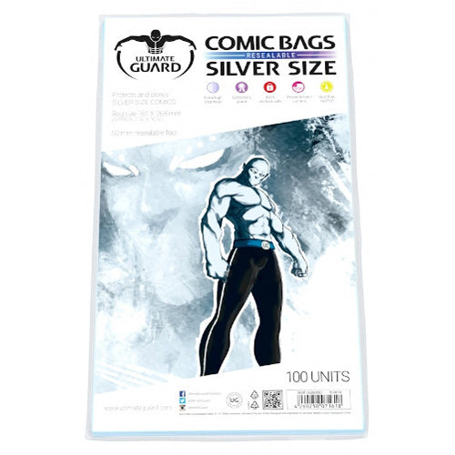 *A Grade* Ultimate Guard - Comic Bags Resealable Silver Size (100)