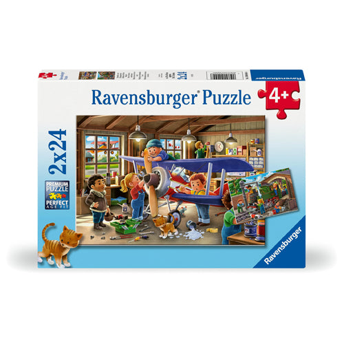 Airplane & Train ​Repairs 2 Puzzles - 24 Pieces