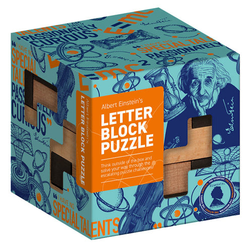 Albert Einstein's Wood Letter Block Puzzle Cube